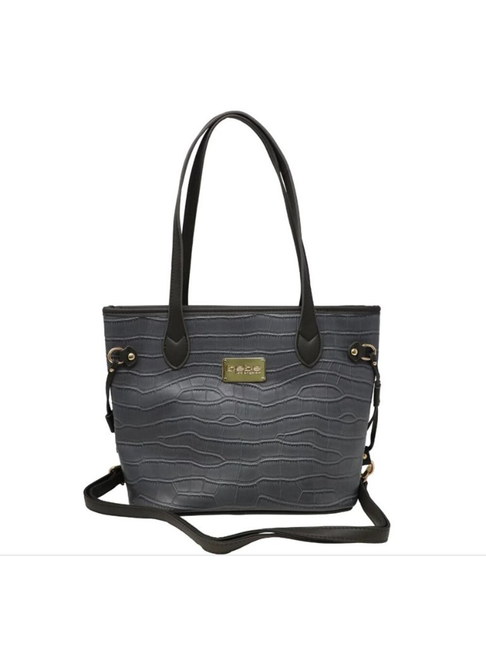 Bebe Grey Blue Micca Crocodile Small Tote Bag NWT - Picture 5 of 8